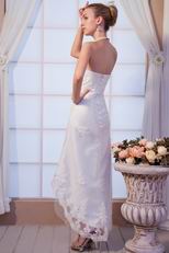 Appliques High Low Ankle Length Beach Wedding Dress