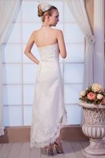 Appliques High Low Ankle Length Beach Wedding Dress