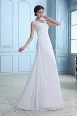 V-Neck Long Chiffon Wedding Dress For Beach Wedding Party