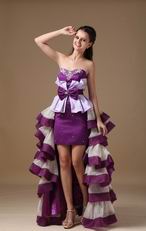 Ombre Color Contrast White And Purple High-low Cocktail Dress