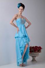 Unique Asymmetrical Aqua Blue Layer Skirt Dress To Cocktail