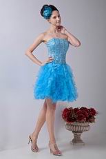 Strapless Crystal Azure Unique Dress For Cocktail Party