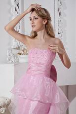 Strapless High Low Pink Discount Dress For Cocktail Party