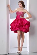 Cute Beading Decorate Short Carmine Cocktail Dress