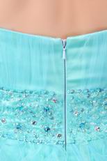 Beautiful Beaded Belt High Low Aqua Cocktail Dress For Cheap