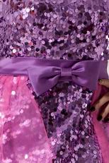 Ablaze Hi-Lo Purple Sequin Pink Organza Cocktail Dress