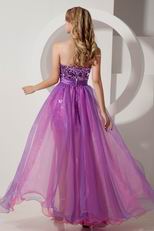 Ablaze Hi-Lo Purple Sequin Pink Organza Cocktail Dress