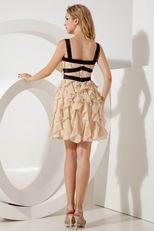 Straps Ruffles Champagne Cocktail Dress For Cheap Price