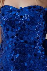 Royal Blue Sequin Asymmetrical Detachable Cocktail Dress