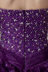 Sweetheart Beaded High Low Grape Cocktail Prom Dress