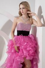 Hot Pink Short Front Long Back Skirt Cocktail Party Dress