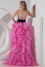 Hot Pink Short Front Long Back Skirt Cocktail Party Dress