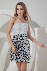 Strapless Sequin Skirt Cocktail Party Dress Low Price