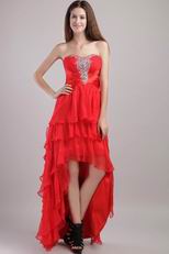 Scarlet Sweetheart High-low Style Beaded Cocktail Dress
