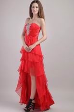 Scarlet Sweetheart High-low Style Beaded Cocktail Dress