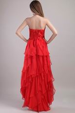 Scarlet Sweetheart High-low Style Beaded Cocktail Dress