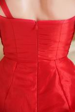 Sexy One Shoulder Knee Length Skirt Red Cocktail Dress