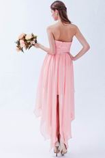 Cute Drapping Skirt Asymmetrical Pink Cocktail Party Dress