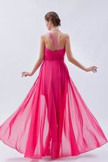 Unique One Shoulder Rose Pink Asymmetrical Cocktail Dress
