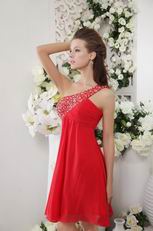 Scarlet One Shoulder Cocktail Party Prom Dress Discount