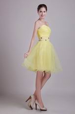 Yellow Sweetheart Short Skirt Organza Cocktail Dress