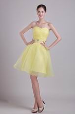 Yellow Sweetheart Short Skirt Organza Cocktail Dress