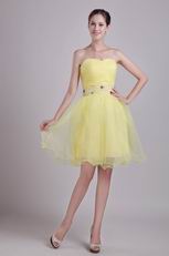 Yellow Sweetheart Short Skirt Organza Cocktail Dress