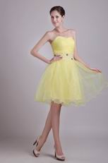 Yellow Sweetheart Short Skirt Organza Cocktail Dress