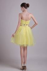 Yellow Sweetheart Short Skirt Organza Cocktail Dress