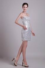 Flaring Silver Sequin Fabric Sexy Cocktail Dress New Style