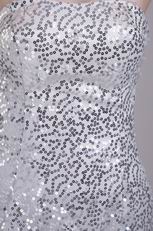 Flaring Silver Sequin Fabric Sexy Cocktail Dress New Style