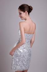 Flaring Silver Sequin Fabric Sexy Cocktail Dress New Style