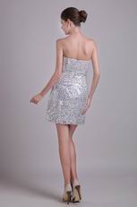 Flaring Silver Sequin Fabric Sexy Cocktail Dress New Style