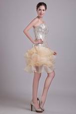 Sweetheart Sequin Bodice Champagne Cocktail Dress