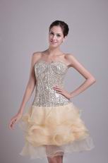 Sweetheart Sequin Bodice Champagne Cocktail Dress