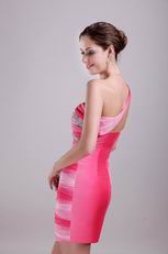 Pink One-shoulder Ombre Color Short Cocktail Party Dress