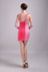 Pink One-shoulder Ombre Color Short Cocktail Party Dress