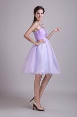 Lilac V-neck Knee-length Organza Cocktail Party Dress