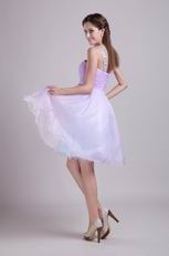 Lilac V-neck Knee-length Organza Cocktail Party Dress