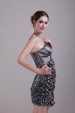 Silver Grey Mini One Shoulder Cocktail Dress By Designer