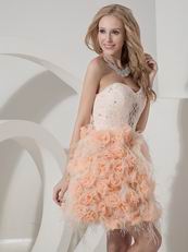 Cute Style Orange Lace Cocktail Dress With Feather Decorate