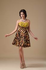 Tiger Printed Nature Design Knee Length Cocktail Dress