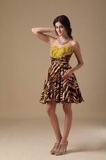 Tiger Printed Nature Design Knee Length Cocktail Dress