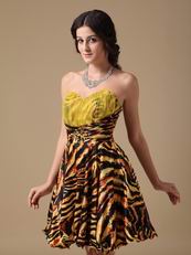 Tiger Printed Nature Design Knee Length Cocktail Dress