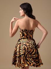 Tiger Printed Nature Design Knee Length Cocktail Dress