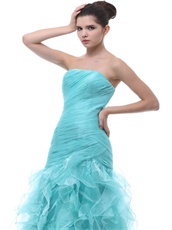 Light Blue Close-Fitting Ruffles Mermaid Evening Party Dress