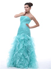 Light Blue Close-Fitting Ruffles Mermaid Evening Party Dress