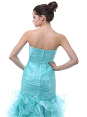 Light Blue Close-Fitting Ruffles Mermaid Evening Party Dress