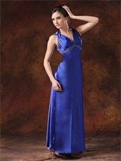 Dark Royal Blue Empire Waist Slim Evening Dress Backless