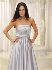 Elegant Military Ball Prom Dress Sliver Acetate Satin